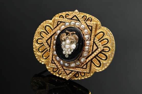 Late Biedermeier yellow gold 585 pin with delicate… - photo 1