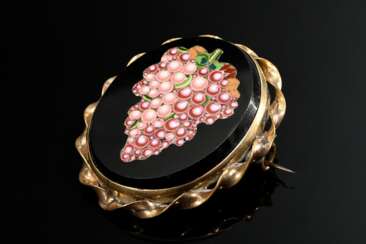Oval doublé pin with fine micro mosaic ‘grape’ on …