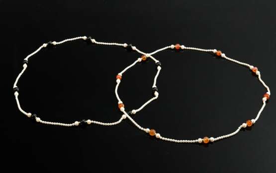 2 Diverse Zuchtperlen Ketten mit Zwischenperlen au… - Foto 2 2 Diverse Zuchtperlen Ketten mit Zwischenperlen au… - Foto 2