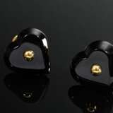 Pair of Baccarat ‘Coeur’ ear clips in black crysta… - фото 3