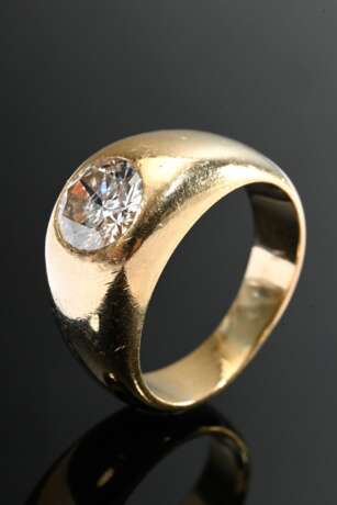 Solid yellow gold 750 band ring with solitaire dia… - photo 1 Solid yellow gold 750 band ring with solitaire dia… - photo 1