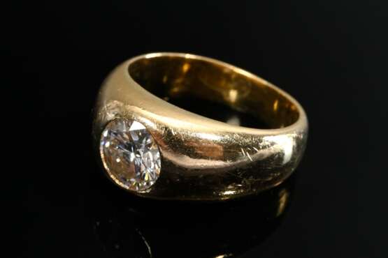 Solid yellow gold 750 band ring with solitaire dia… - photo 2 Solid yellow gold 750 band ring with solitaire dia… - photo 2