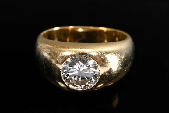 Solid yellow gold 750 band ring with solitaire dia… - photo 3 Solid yellow gold 750 band ring with solitaire dia… - photo 3