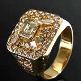 Square yellow gold 750 men's ring with solitaire i… - photo 1