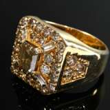 Square yellow gold 750 men's ring with solitaire i… - photo 2