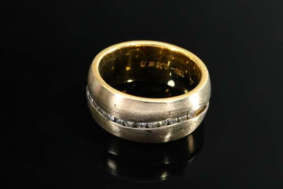 Wide matt yellow gold 750 band ring with 15 brilli… - photo 1 Wide matt yellow gold 750 band ring with 15 brilli… - photo 1