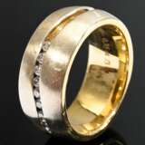 Wide matt yellow gold 750 band ring with 15 brilli… - photo 2