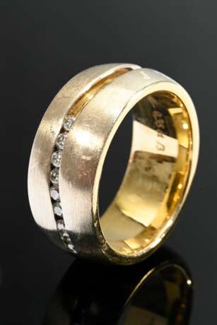 Wide matt yellow gold 750 band ring with 15 brilli… - photo 2 Wide matt yellow gold 750 band ring with 15 brilli… - photo 2