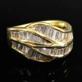 750 yellow gold ring with baguette diamonds (total… - photo 3