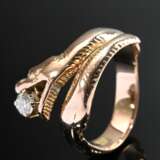 585 rose gold snake ring with diamond (approx. 0.1… - фото 1