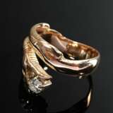585 rose gold snake ring with diamond (approx. 0.1… - фото 2