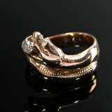 585 rose gold snake ring with diamond (approx. 0.1… - фото 3