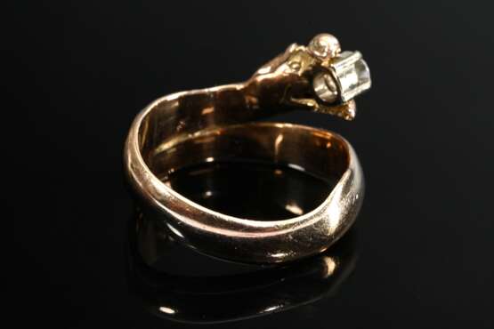 585 rose gold snake ring with diamond (approx. 0.1… - фото 4