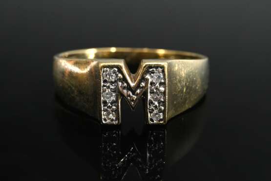 Small yellow gold 333 ring ‘M’ with octagonal diam… - фото 3 Small yellow gold 333 ring ‘M’ with octagonal diam… - фото 3