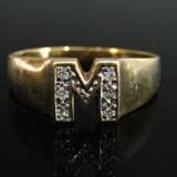 Small yellow gold 333 ring ‘M’ with octagonal diam… - фото 3