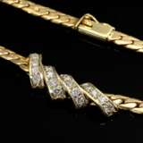 585 yellow gold flat chain necklace with centre se… - photo 2