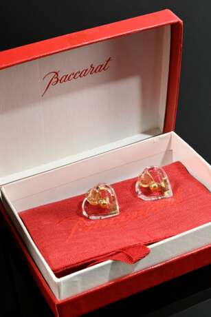 Pair of Baccarat ‘Coeur’ ear clips in clear crysta… - фото 1