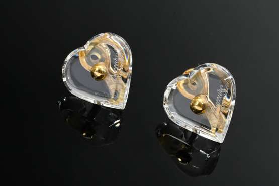 Pair of Baccarat ‘Coeur’ ear clips in clear crysta… - фото 2