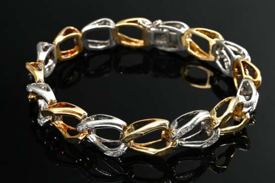 Bicolor Gold 585 Gliederarmband mit Achtkant Diama… - Foto 1