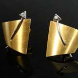 Paar handgearbeitete Gelbgold 585 Ohrstecker in Se… - Foto 1
