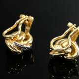 Paar Gelb- und Weißgold 585 Knoten Ohrclips mit Ac… - Foto 2