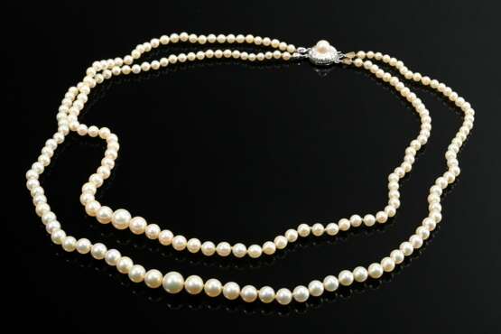 Doppelreihige verlaufende Zuchtperlenkette an Gelb… - Foto 1 Doppelreihige verlaufende Zuchtperlenkette an Gelb… - Foto 1