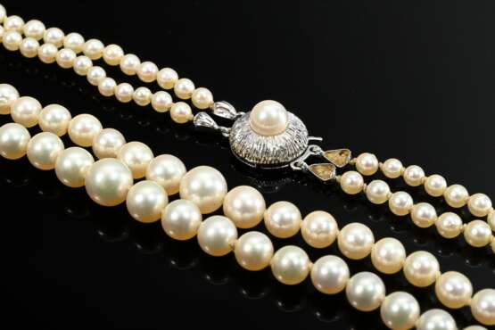 Doppelreihige verlaufende Zuchtperlenkette an Gelb… - Foto 2 Doppelreihige verlaufende Zuchtperlenkette an Gelb… - Foto 2