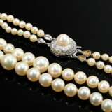 Doppelreihige verlaufende Zuchtperlenkette an Gelb… - Foto 2