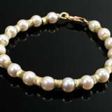 Feines Gelbgold 585 Armband mit Zuchtperlen und st… - Foto 1