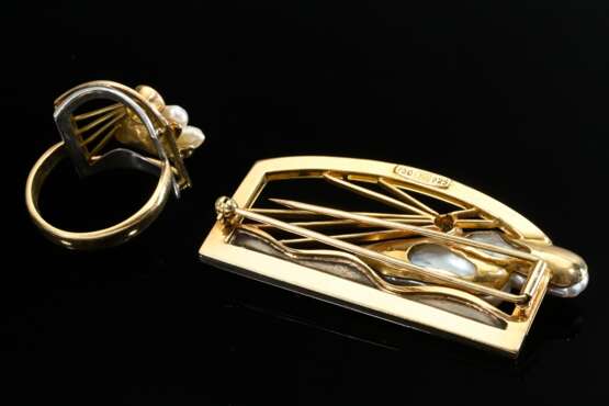 2 Teile handgefertigter Gelbgold 750 und Silber 92… - Foto 2 2 Teile handgefertigter Gelbgold 750 und Silber 92… - Foto 2