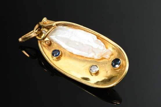 Modern 750 yellow gold pendant pin with diamond (a… - photo 1 Modern 750 yellow gold pendant pin with diamond (a… - photo 1