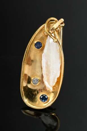 Modern 750 yellow gold pendant pin with diamond (a… - photo 2 Modern 750 yellow gold pendant pin with diamond (a… - photo 2