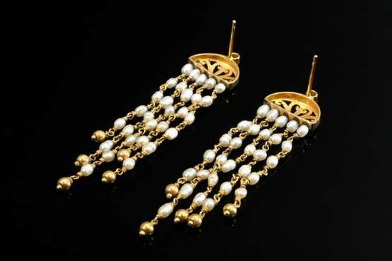 Pair of delicate 585 yellow gold drop earrings wit… - photo 2 Pair of delicate 585 yellow gold drop earrings wit… - photo 2