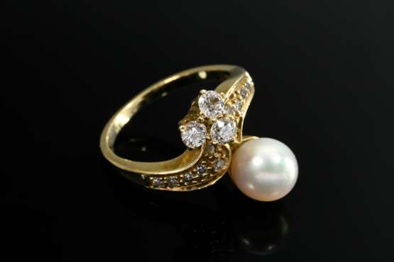 585 yellow gold ring with cultured pearl and diamo… - фото 2 585 yellow gold ring with cultured pearl and diamo… - фото 2