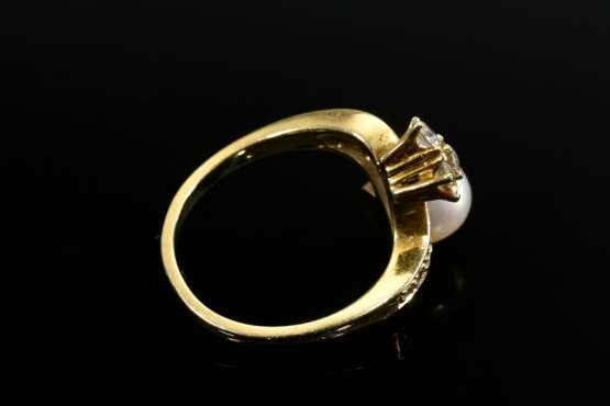 585 yellow gold ring with cultured pearl and diamo… - фото 3 585 yellow gold ring with cultured pearl and diamo… - фото 3