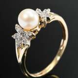 Delicate 585 yellow gold ring with small cultured … - фото 1