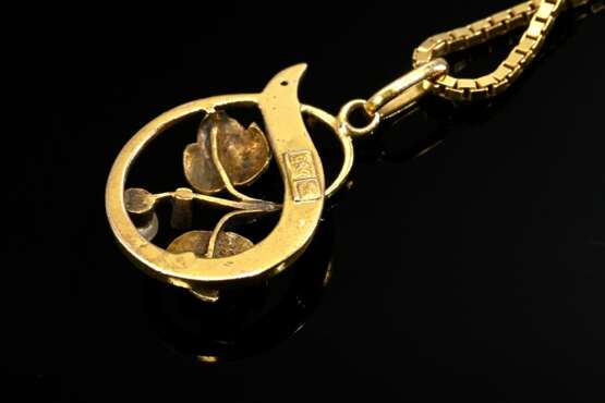 Vegetable yellow gold 585 Art Nouveau pendant (L. … - фото 3