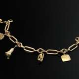 585 red gold charm bracelet with 6 pendants in 333… - photo 1