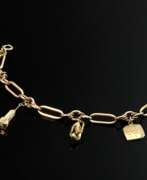 Produktkatalog. Rotgold 585 Bettelarmband mit 6 Anhängern in Gelbg…