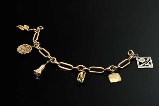 585 red gold charm bracelet with 6 pendants in 333… - photo 1 585 red gold charm bracelet with 6 pendants in 333… - photo 1