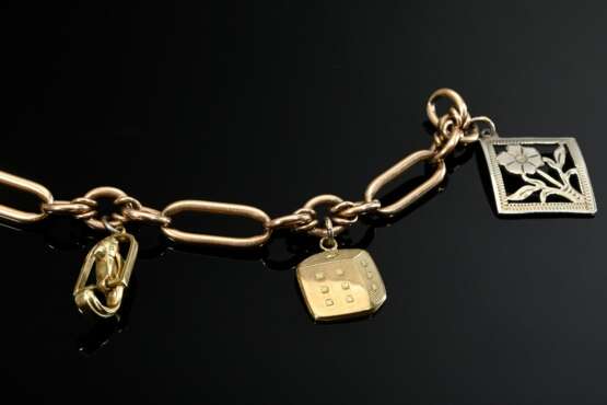 585 red gold charm bracelet with 6 pendants in 333… - photo 2 585 red gold charm bracelet with 6 pendants in 333… - photo 2