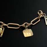 585 red gold charm bracelet with 6 pendants in 333… - photo 2