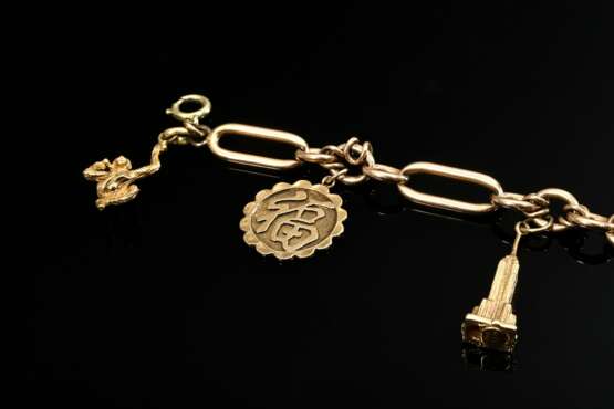 585 red gold charm bracelet with 6 pendants in 333… - photo 3 585 red gold charm bracelet with 6 pendants in 333… - photo 3