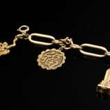 585 red gold charm bracelet with 6 pendants in 333… - photo 3