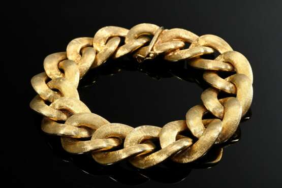 Wide, supple 585 yellow gold tank bracelet with sa… - photo 1