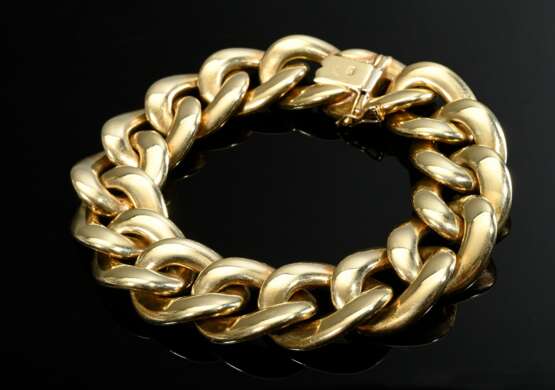 Wide, supple 585 yellow gold tank bracelet with sa… - photo 2