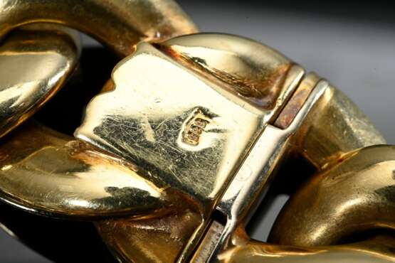 Wide, supple 585 yellow gold tank bracelet with sa… - photo 3