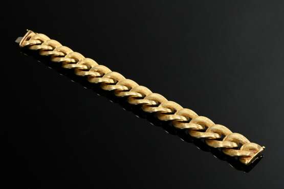 Wide, supple 585 yellow gold tank bracelet with sa… - photo 4
