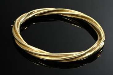 Oval yellow gold 585 cord bangle, 15.4g, inner dia…