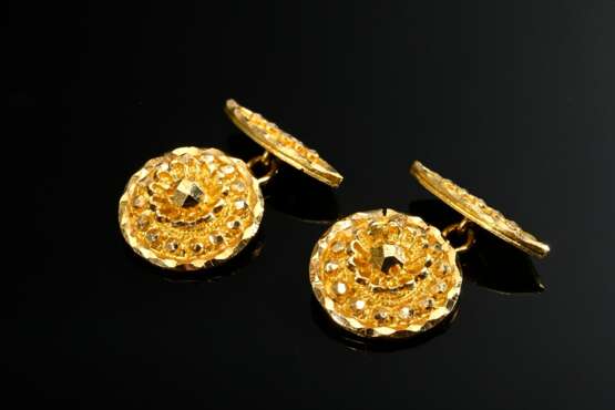Pair of delicate 750 yellow gold cufflinks in flow… - photo 1